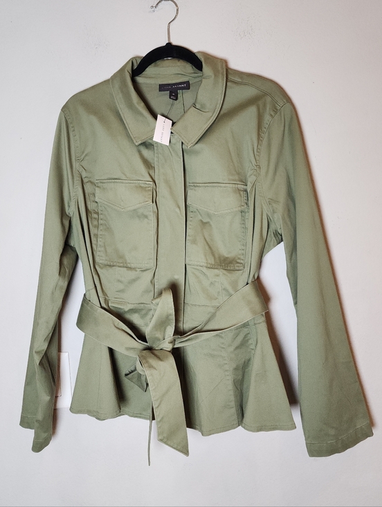 Lane Bryant Jackets & Blazers - NWT Lane Bryant Green Crop Peplum Utility Jacket Belted Soft Cotton Blend 20 2X
